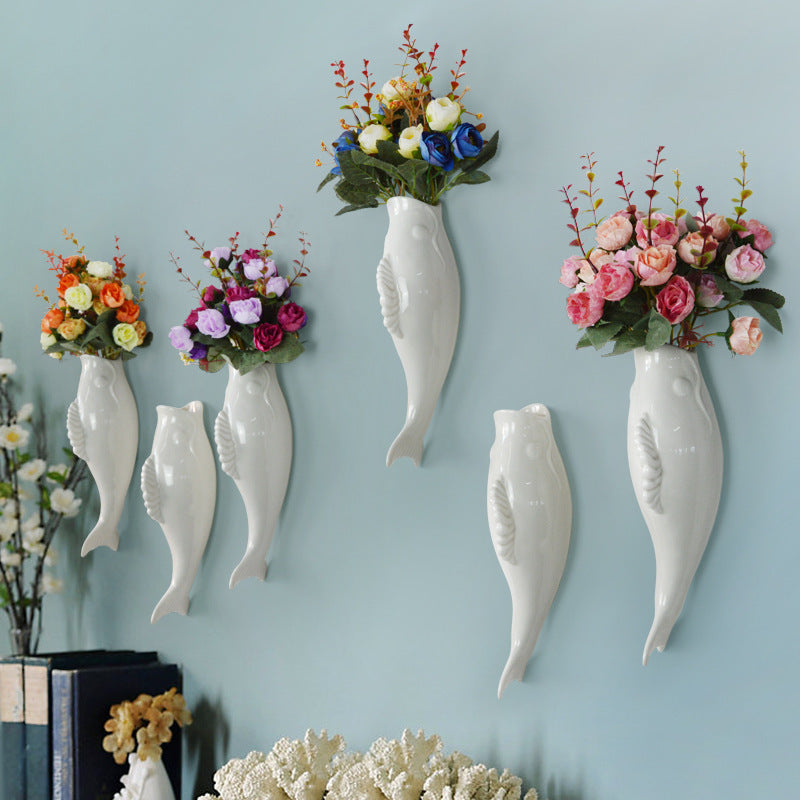 Simple Modern Creative Wall Ceramic Goldfish Vase