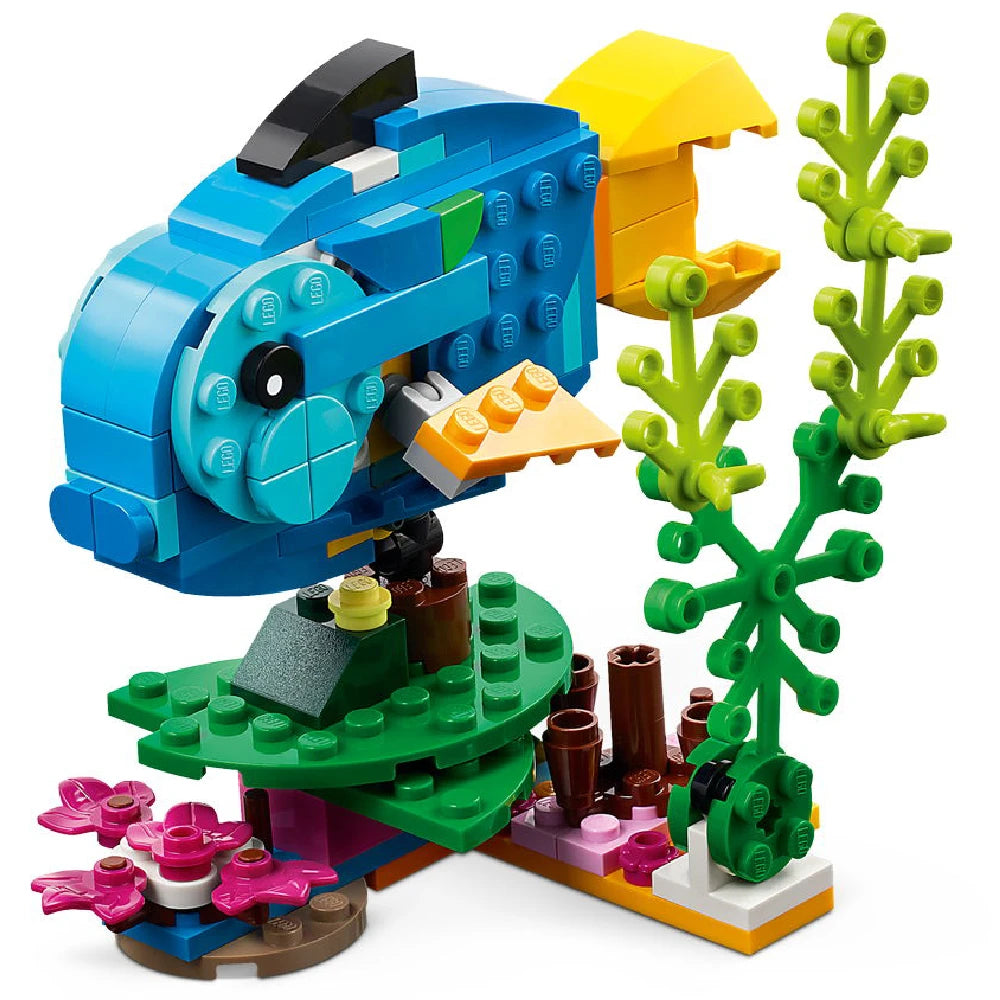 3 in 1 Parrot Building Toy Set, Transforms to 3 Different Animal Figures - from Colorful Parrot, to Swimming Fish, to Cute Frog!