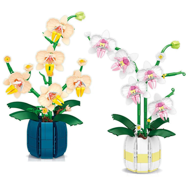 Orchid Flowers Building Blocks - Bouquet Flower Blocks Toy