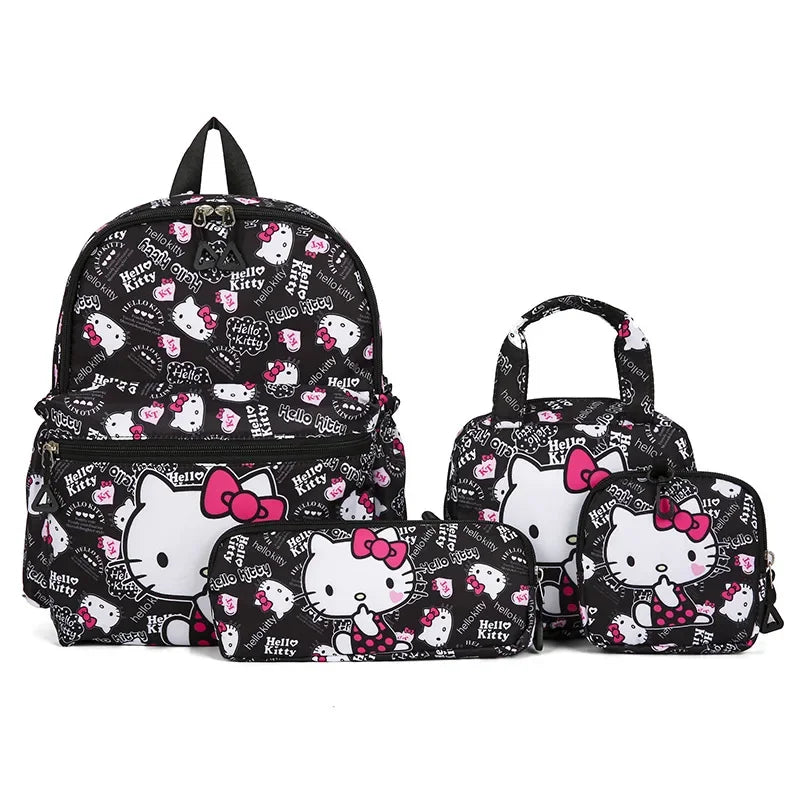 4pcs Kuromi/My Melody/Hello Kitty Backpack, Pencil Case, Shoulder Bag, & Wallet Set