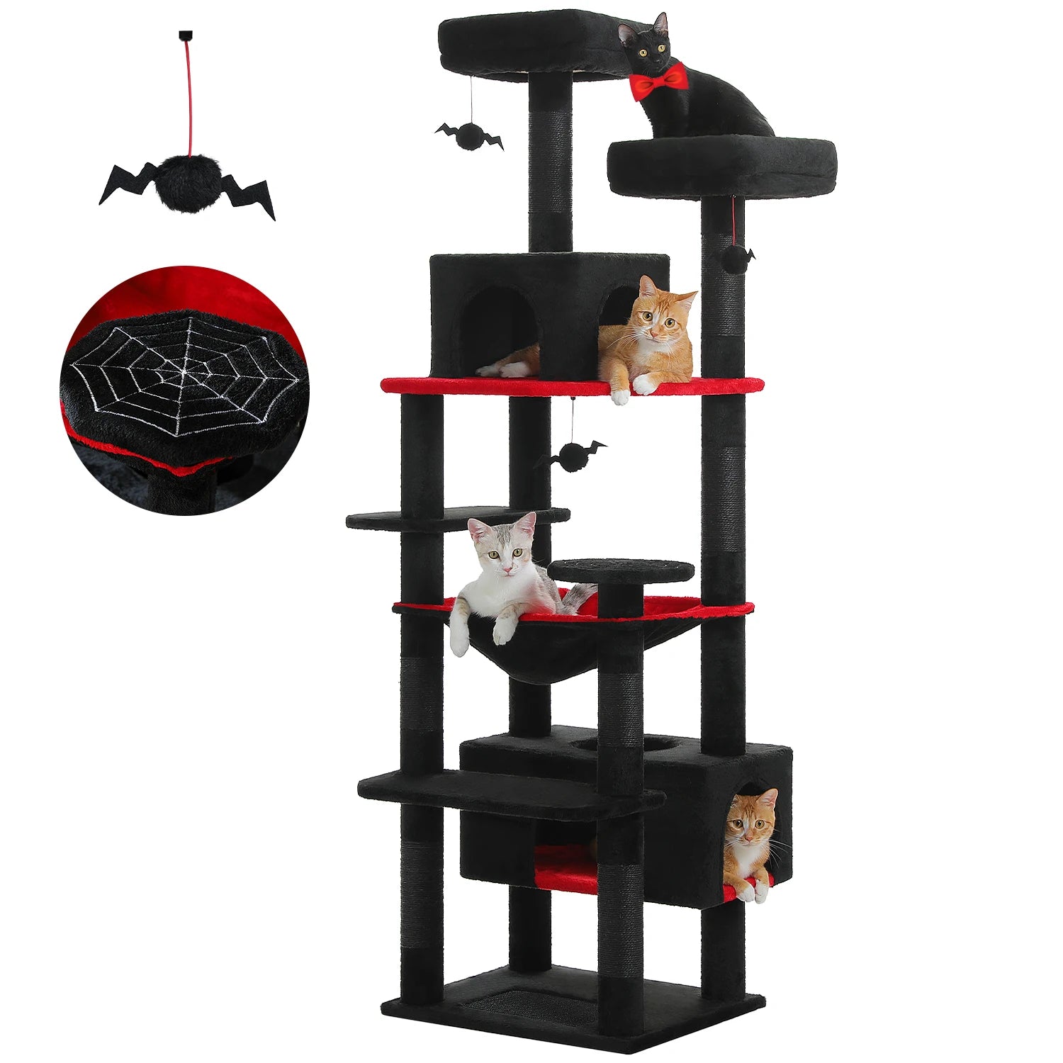Large Cat Tree Tower for Indoor Cats With Scratching Posts, Spacious Hammock, & Padded Perches